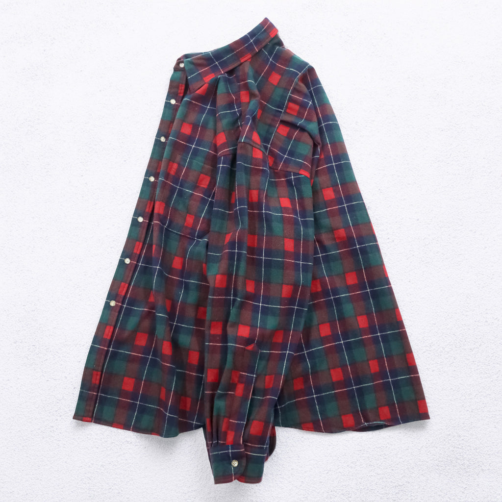 PENDLETON フランネルシャツ 長袖 ウールシャツ XL チェック レッド グリーン 胸ポケット VIRGIN WOOL