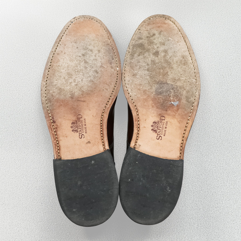 Stafford Executive 米国製 ストレートチップ ドレスシューズ 27cm ダークブラウン レザー 革靴 キャップトゥ 外羽根 USA製