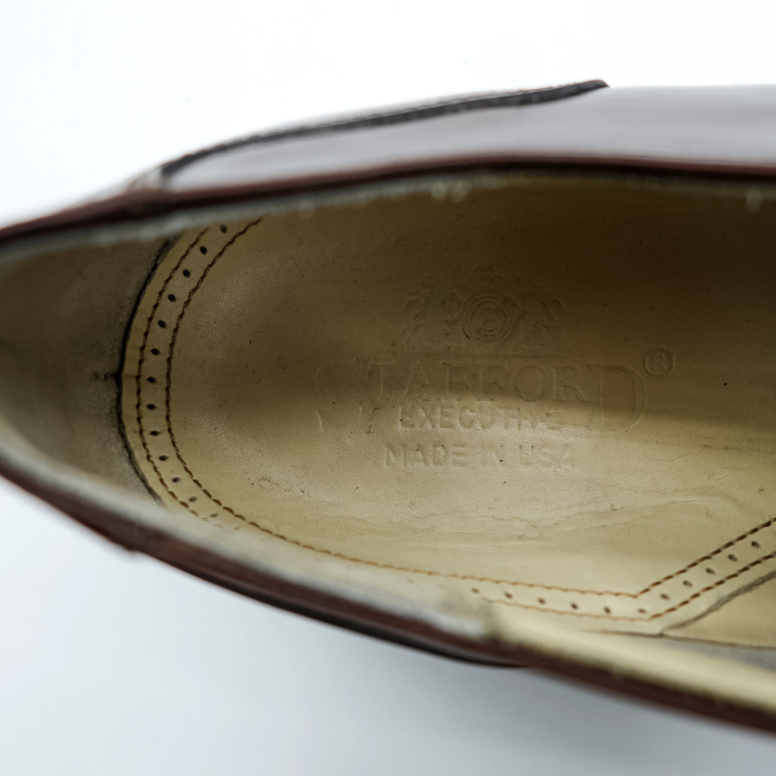 Stafford Executive 米国製 ストレートチップ ドレスシューズ 27cm ダークブラウン レザー 革靴 キャップトゥ 外羽根 USA製