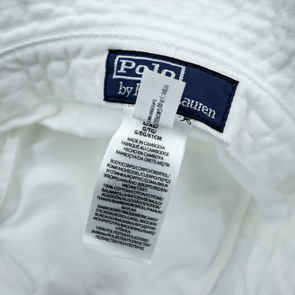 Polo Ralph Lauren ポロベア 刺繍 バケットハット L/XL ホワイト コットン