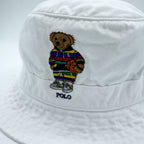 Polo Ralph Lauren ポロベア 刺繍 バケットハット L/XL ホワイト コットン