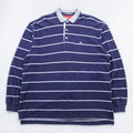 TOMMY HILFIGER 90s USA-Made Long-Sleeve Polo Shirt Rugby Shirt XL~ Striped Navy