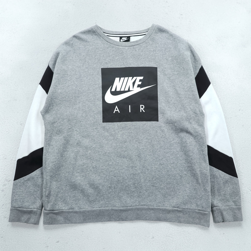NIKE Box Logo Sweatshirt, Size XL and up, Gray, Black, White, CD9220-063, Side Zip