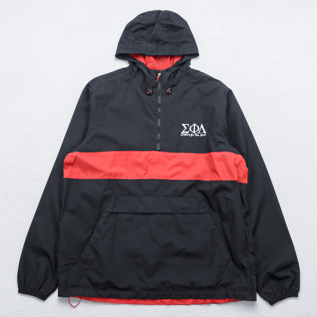 VINTAGE Half-Zip Anorak Hoodie XL~ Bi-color Red, Black Sisters For The Lord