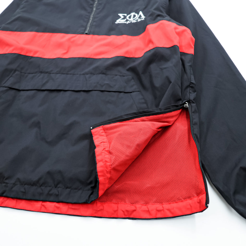 VINTAGE Half-Zip Anorak Hoodie XL~ Bi-color Red, Black Sisters For The Lord