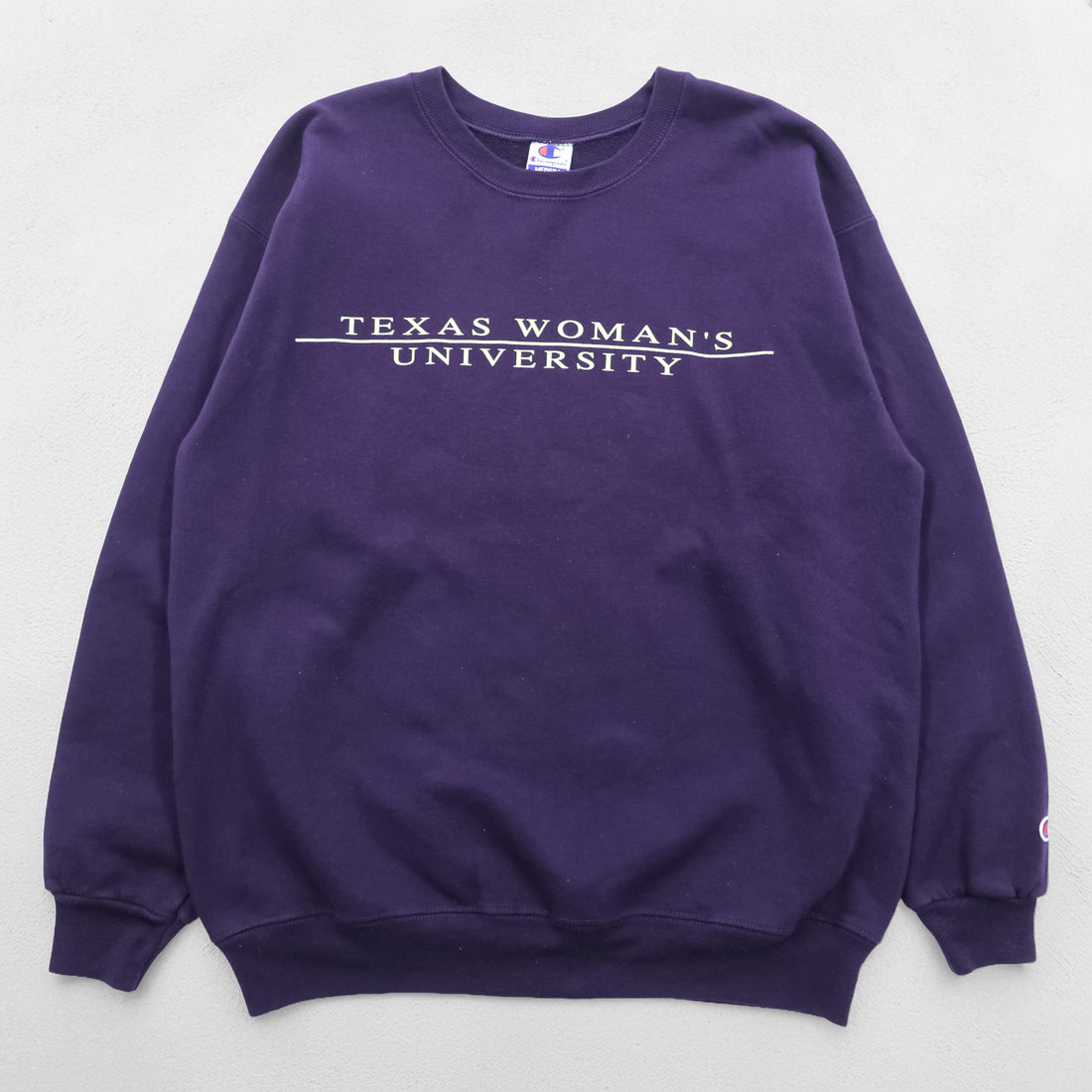Champion 90s College Sweatshirt, Size M, Purple, Texas Women's University