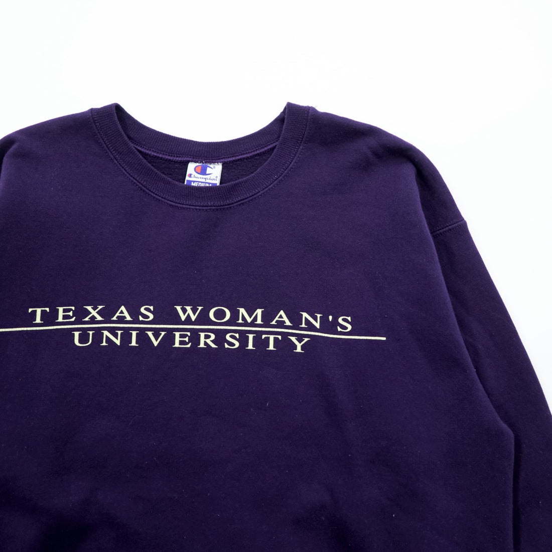 Champion 90s College Sweatshirt, Size M, Purple, Texas Women's University