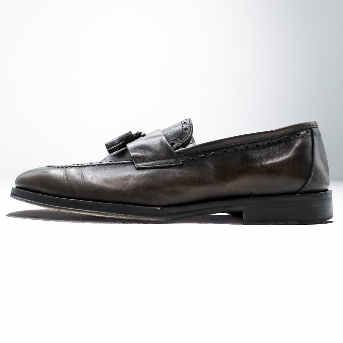 Navyboot イタリア製 フリンジ タッセル ローファー Uチップ ドレスシューズ 28cm ダークブラウン Bologna Construction