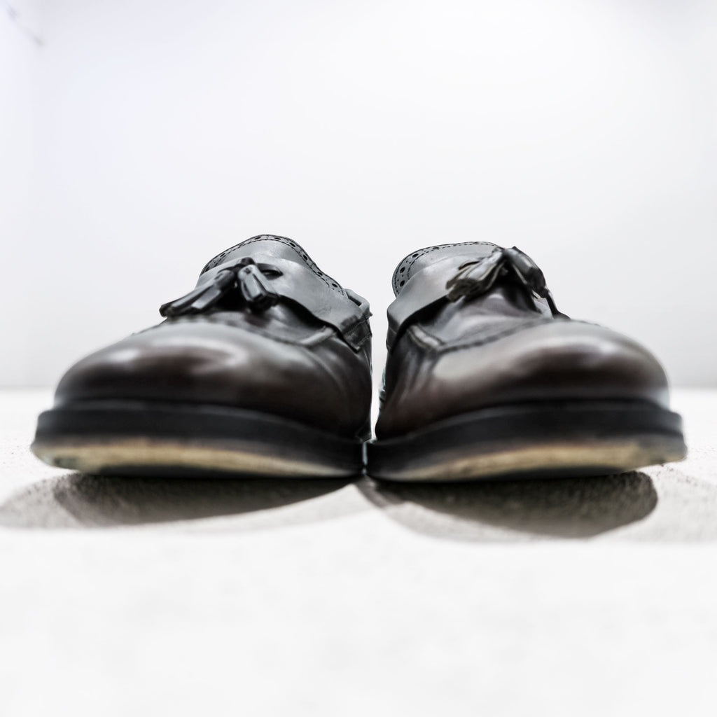 Navyboot イタリア製 フリンジ タッセル ローファー Uチップ ドレスシューズ 28cm ダークブラウン Bologna Construction