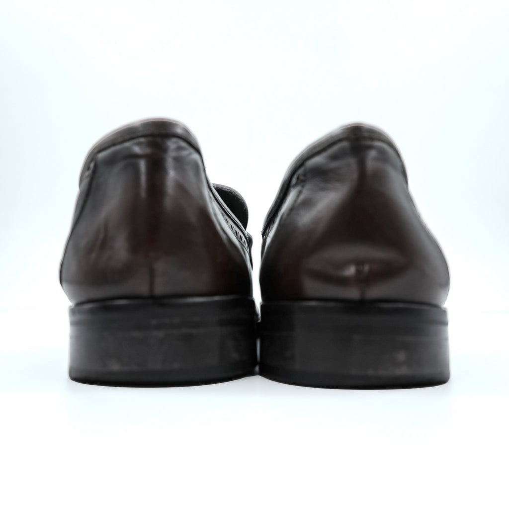 Navyboot イタリア製 フリンジ タッセル ローファー Uチップ ドレスシューズ 28cm ダークブラウン Bologna Construction