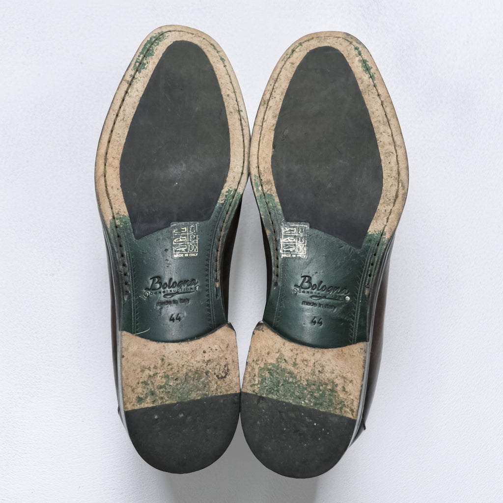 Navyboot イタリア製 フリンジ タッセル ローファー Uチップ ドレスシューズ 28cm ダークブラウン Bologna Construction