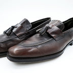 Navyboot イタリア製 フリンジ タッセル ローファー Uチップ ドレスシューズ 28cm ダークブラウン Bologna Construction