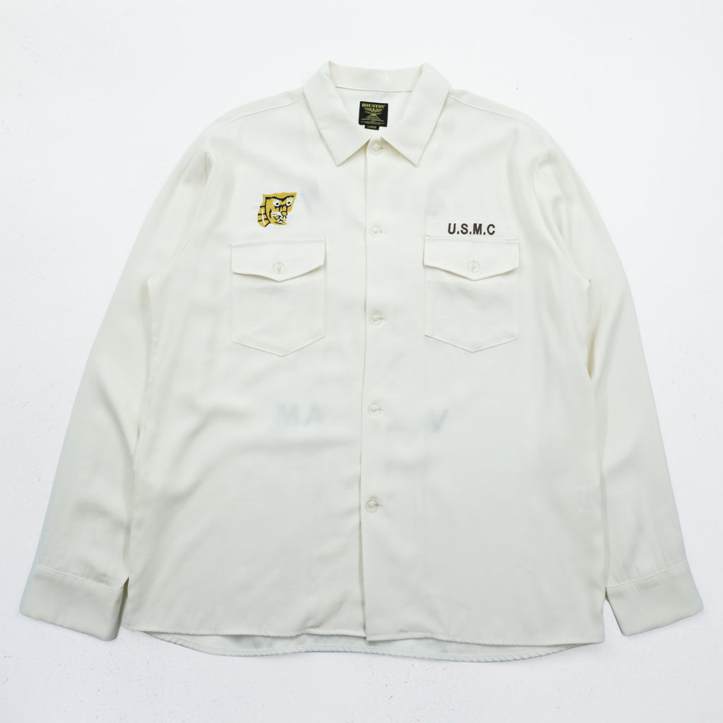 HOUSTON Souvenir Shirt, Vietnam Shirt, Size L, White, 41157, VIET-NAM, Parachute, Military, U.S.M.C.