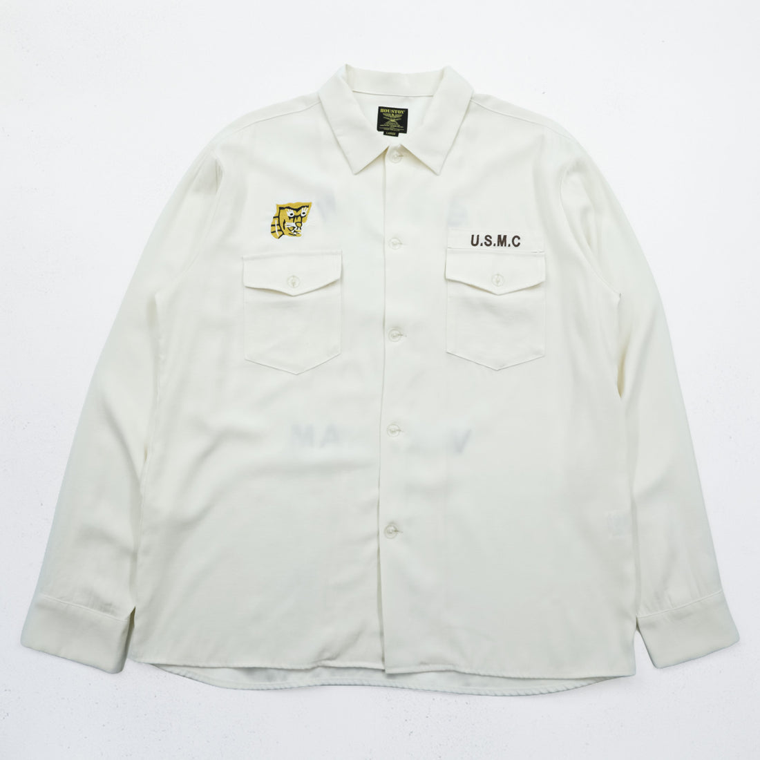 HOUSTON Souvenir Shirt, Vietnam Shirt, Size L, White, 41157, VIET-NAM, Parachute, Military, U.S.M.C.