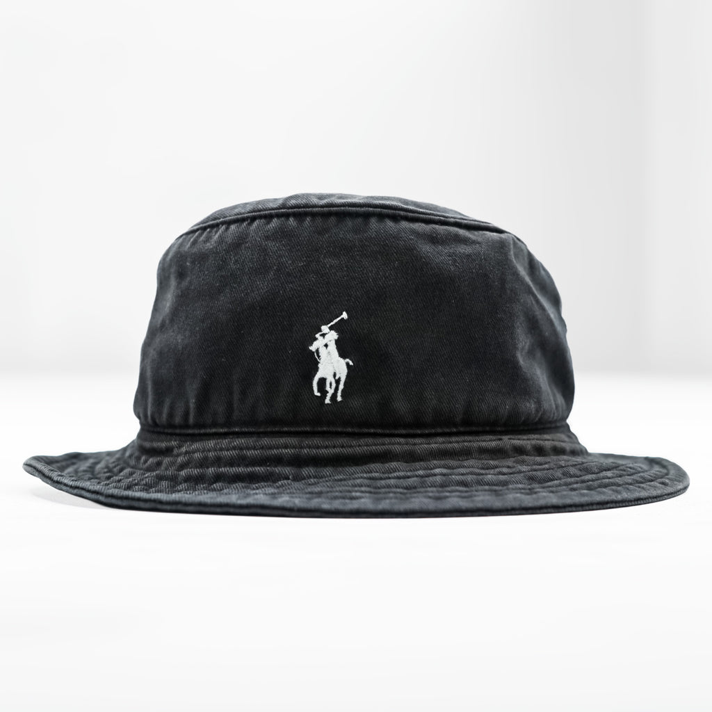 Polo Ralph Lauren 90年代 バケットハット S/M ブラック スモールポニー 刺繍 ロゴ