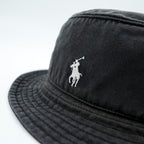Polo Ralph Lauren 90年代 バケットハット S/M ブラック スモールポニー 刺繍 ロゴ
