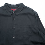 Merona 100% Linen Long Sleeve Button Up Shirt Dark Gray Black XL Regular Collar Pocket