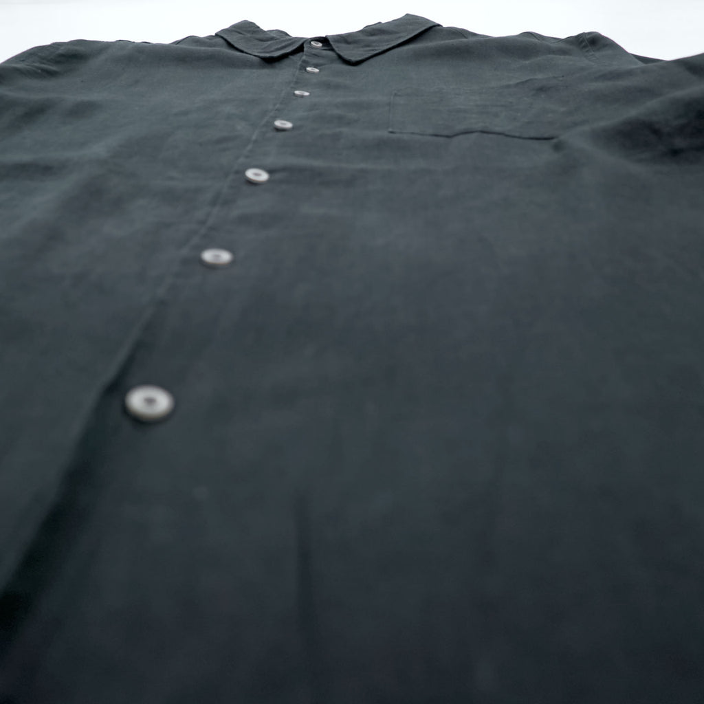Merona 100% Linen Long Sleeve Button Up Shirt Dark Gray Black XL Regular Collar Pocket