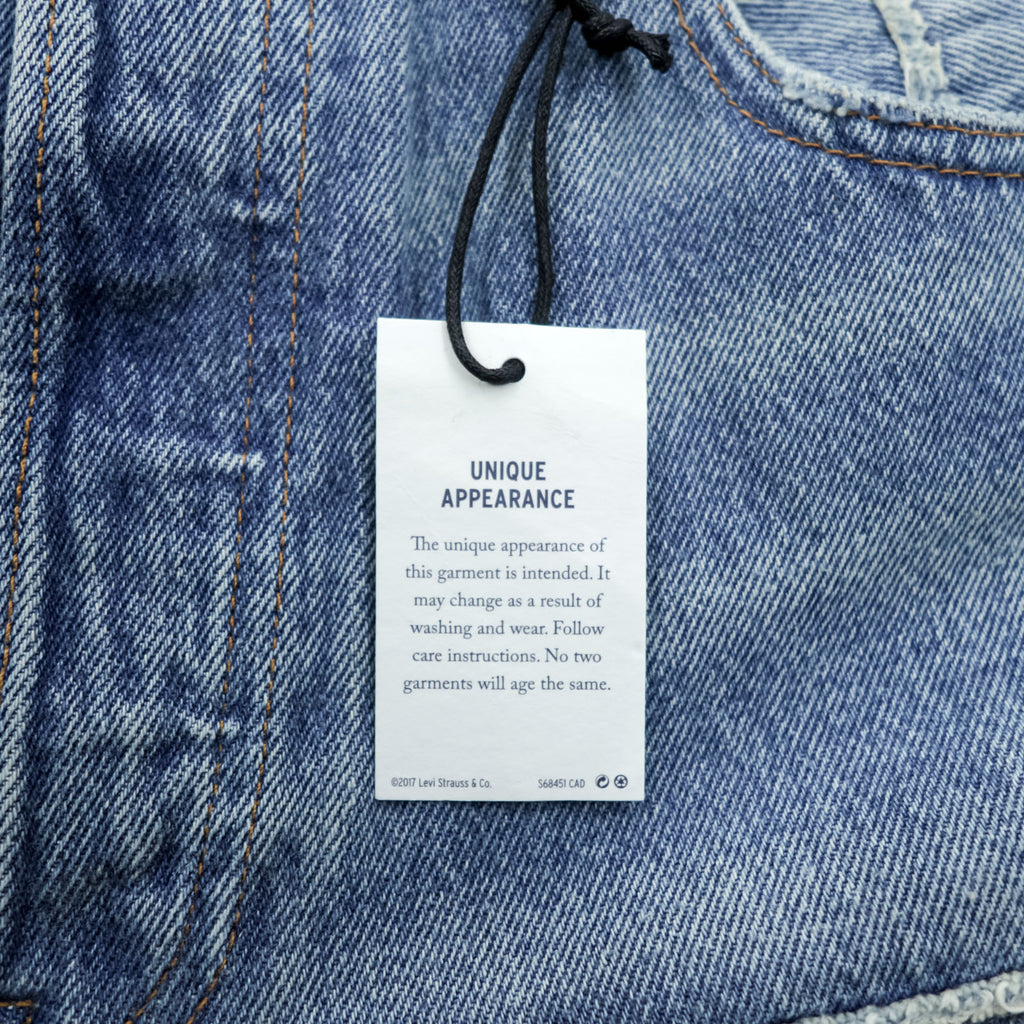 LEVI'S MADE&CRAFTED 80's 501 HAIGHT Selvedge Patchwork Big E Leather Patch Blue Denim Jeans L Unused A2231-0009