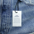 LEVI'S MADE&CRAFTED 80's 501 HAIGHT Selvedge Patchwork Big E Leather Patch Blue Denim Jeans L Unused A2231-0009
