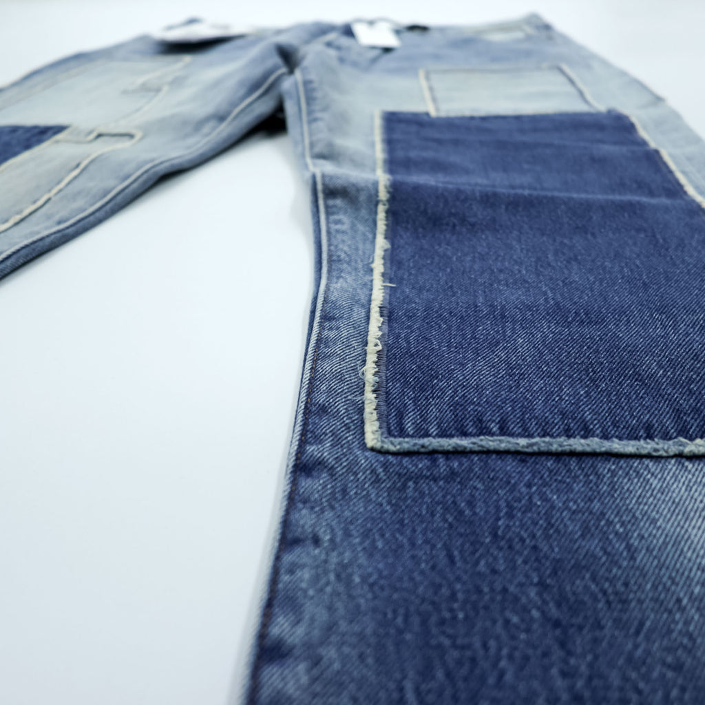 LEVI'S MADE&CRAFTED 80's 501 HAIGHT Selvedge Patchwork Big E Leather Patch Blue Denim Jeans L Unused A2231-0009