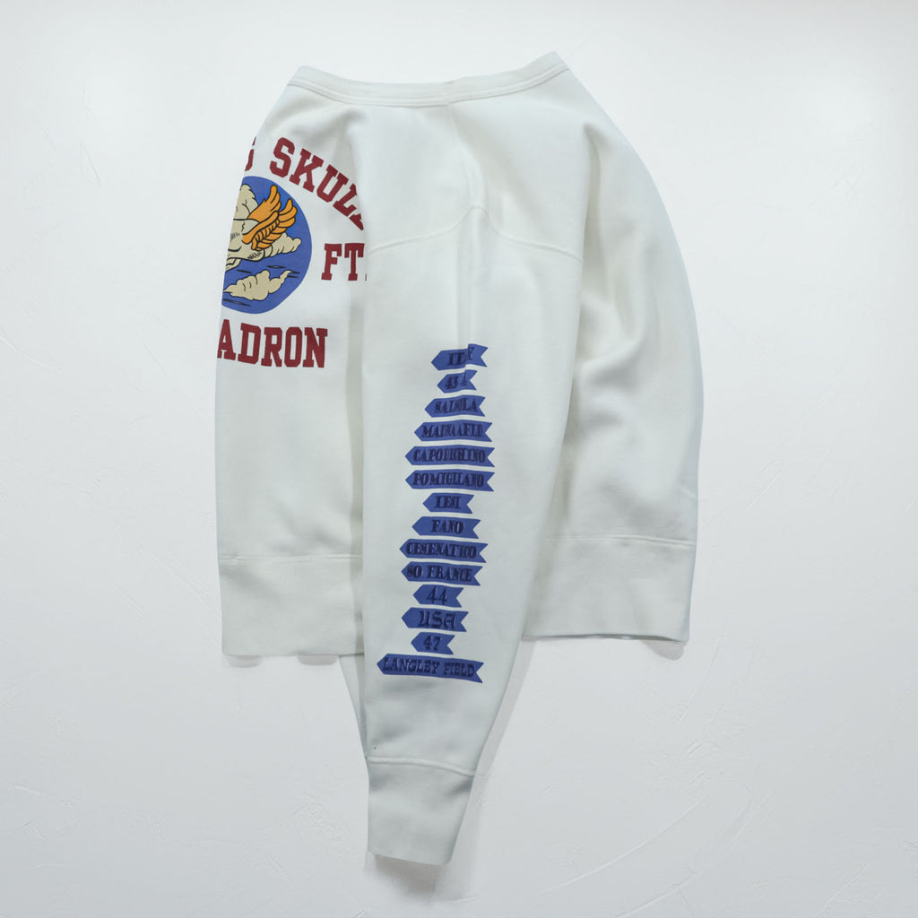 Buzz Rickson's Sweatshirt Flying Skull 85th Ftr Squadron Sleeve Print Men's M White Toyo Enterprise