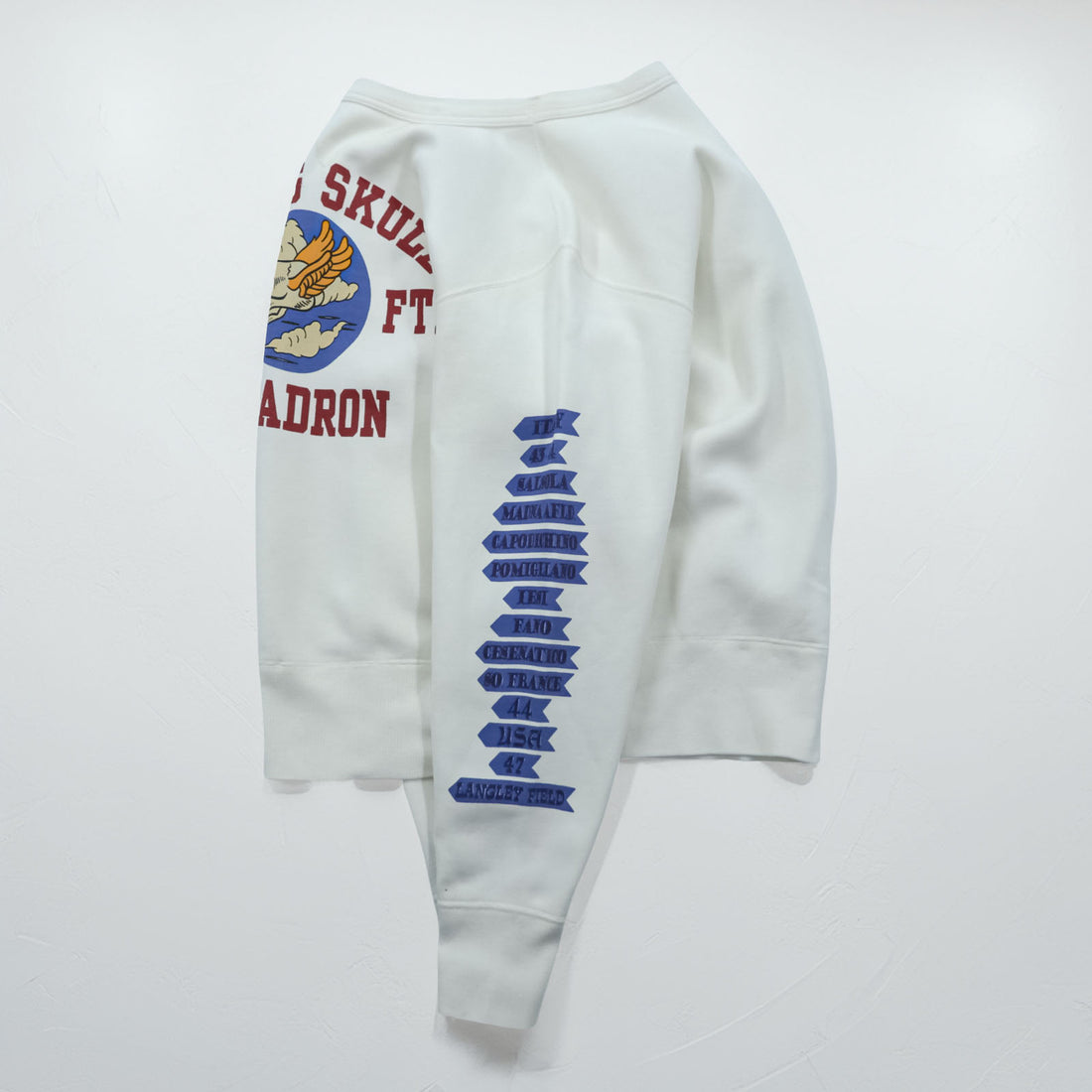 Buzz Rickson's Sweatshirt Flying Skull 85th Ftr Squadron Sleeve Print Men's M White Toyo Enterprise