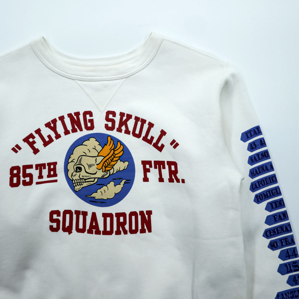Buzz Rickson's Sweatshirt Flying Skull 85th Ftr Squadron Sleeve Print Men's M White Toyo Enterprise