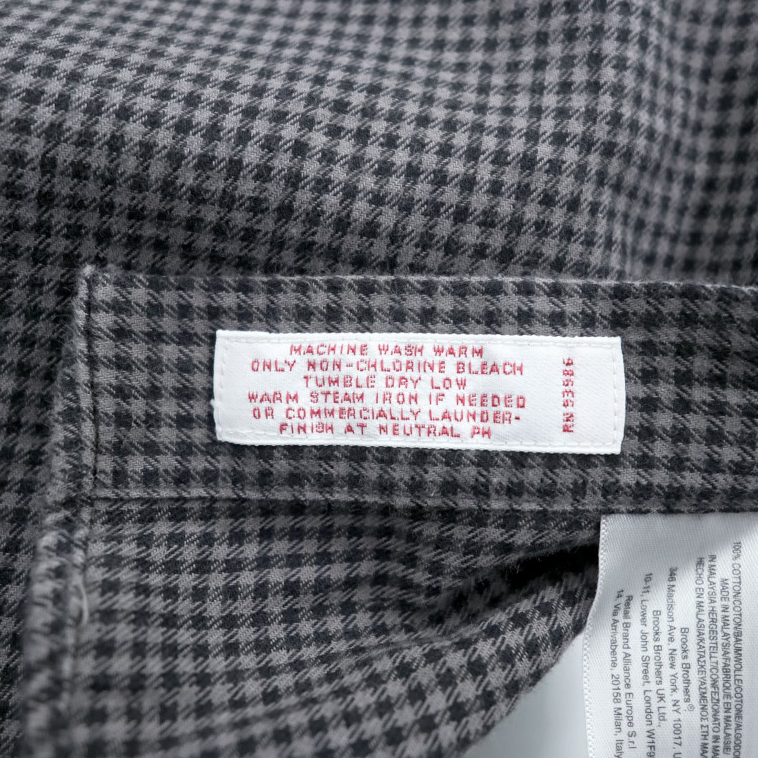 Brooks Brothers button-down shirt, size XL, checked, gray, black.