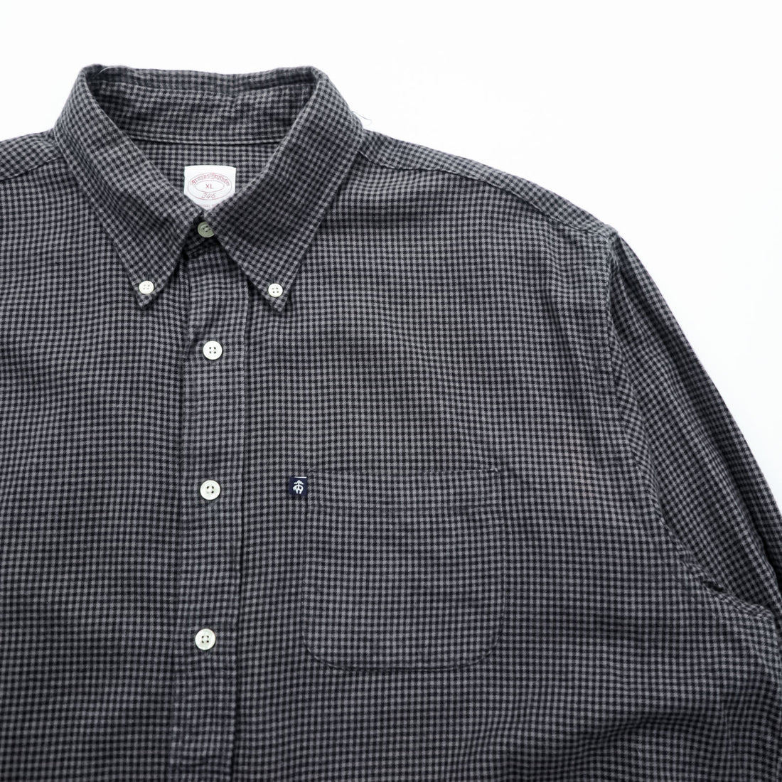 Brooks Brothers button-down shirt, size XL, checked, gray, black.