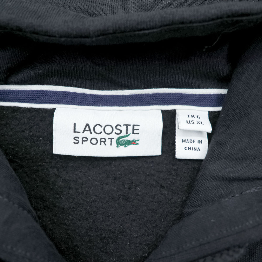 LACOSTE Zip Up Hoodie XL and up, with a single logo, black, SPORT