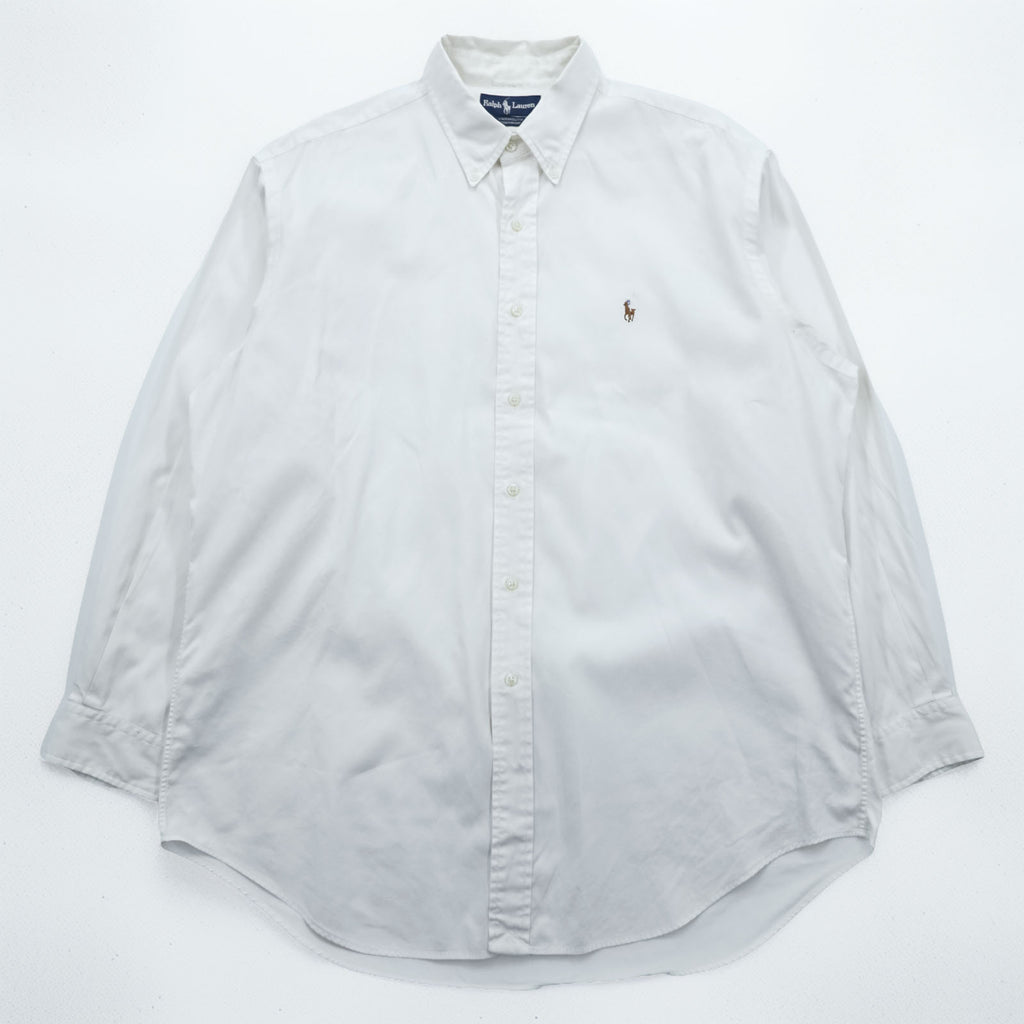 Ralph Lauren 90s Oxford button-down shirt, size XL and up, white, with YARMOUTH small pony embroidery.