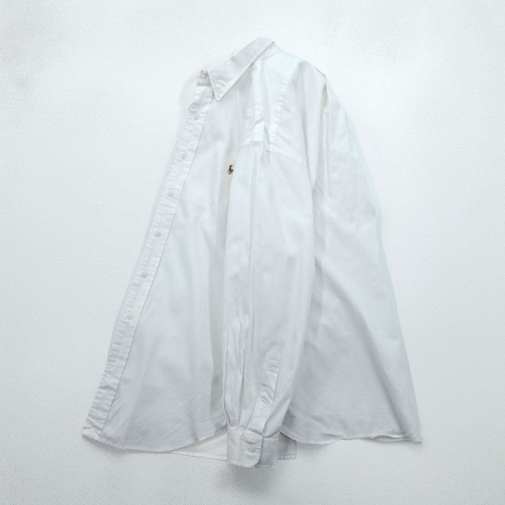 Ralph Lauren 90s Oxford button-down shirt, size XL and up, white, with YARMOUTH small pony embroidery.