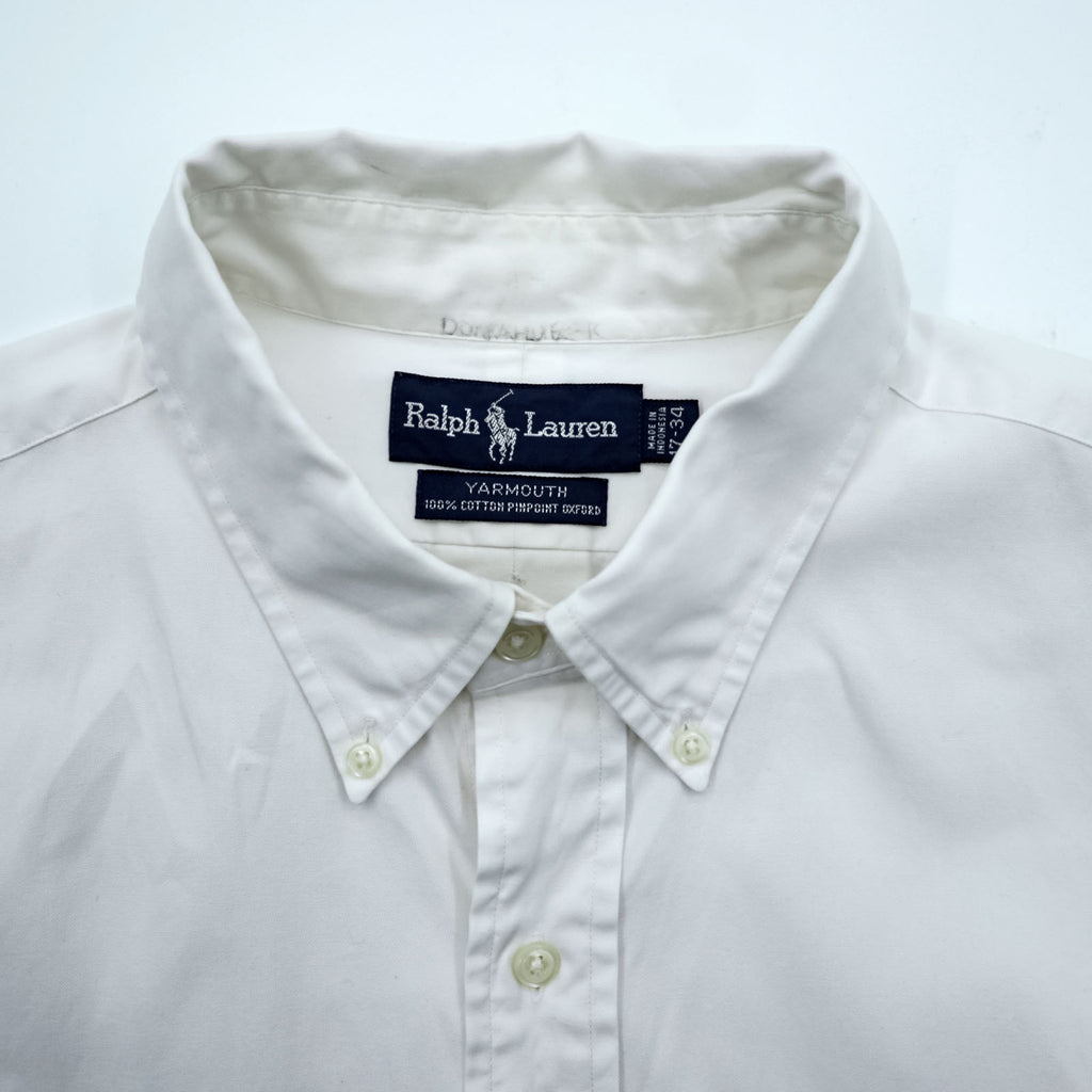 Ralph Lauren 90s Oxford button-down shirt, size XL and up, white, with YARMOUTH small pony embroidery.
