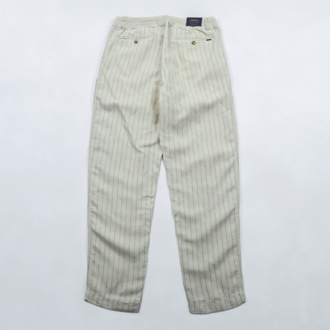 Polo Ralph Lauren プレップスター イージー リネン スラックス パンツ M ベージュ ストライプ スリム テーパード フィット 未使用品 MNPOPNT14G20349