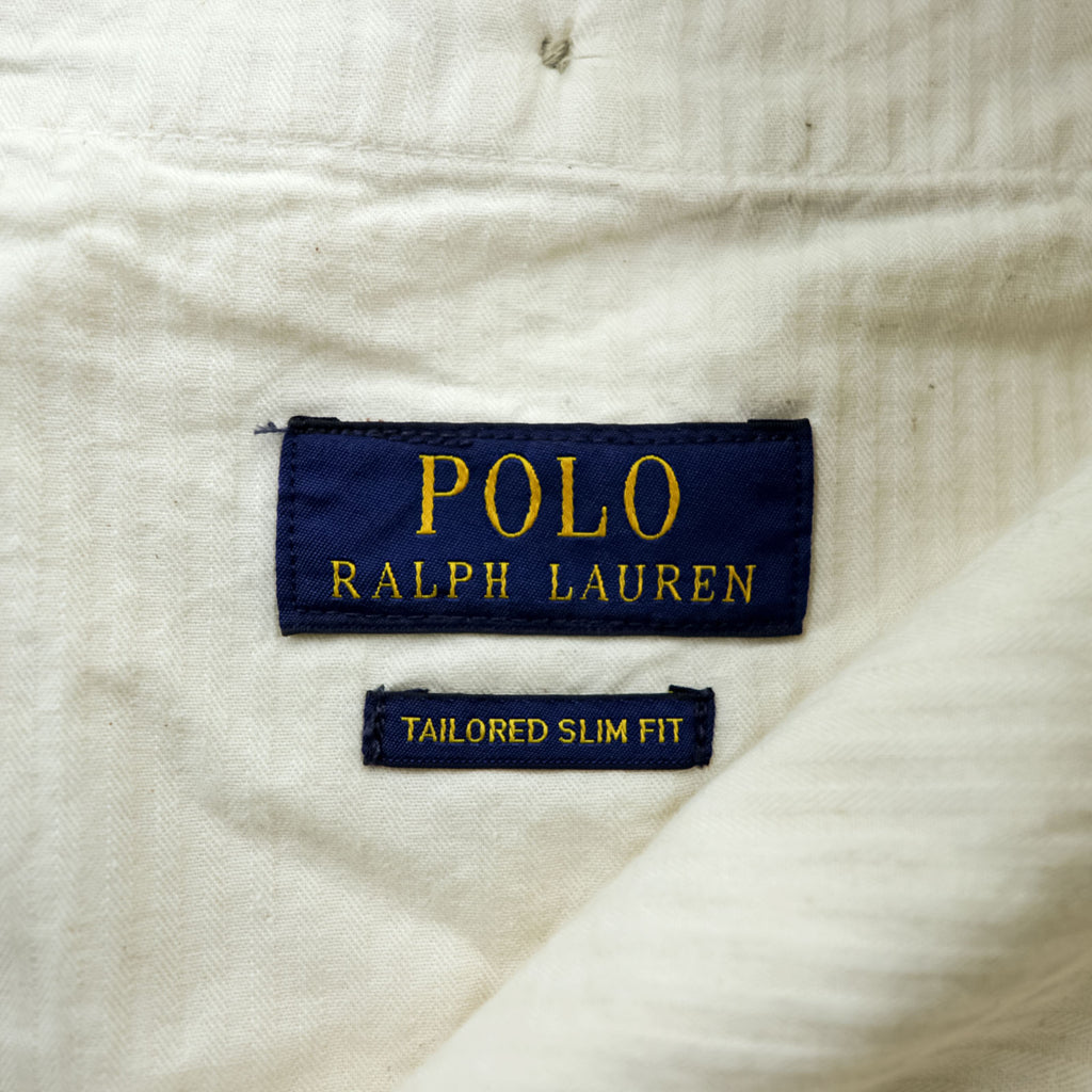 Polo Ralph Lauren プレップスター イージー リネン スラックス パンツ M ベージュ ストライプ スリム テーパード フィット 未使用品 MNPOPNT14G20349