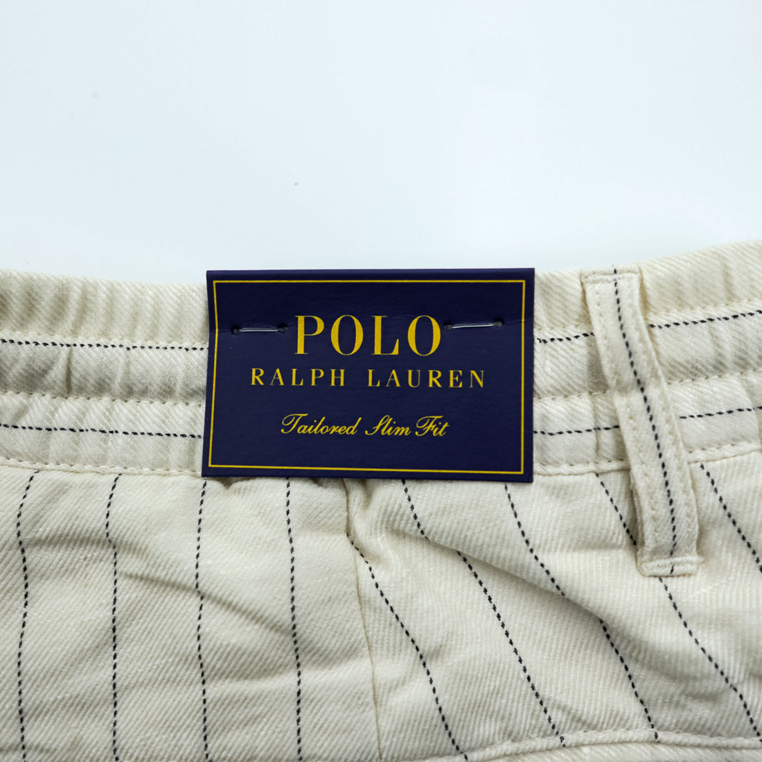 Polo Ralph Lauren プレップスター イージー リネン スラックス パンツ M ベージュ ストライプ スリム テーパード フィット 未使用品 MNPOPNT14G20349