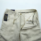 Polo Ralph Lauren プレップスター イージー リネン スラックス パンツ M ベージュ ストライプ スリム テーパード フィット 未使用品 MNPOPNT14G20349