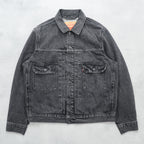 Levi's 2ndタイプ トラッカージャケット デニムジャケット Gジャン M ブラック タック プリーツ RELAXED TYPE 2 A7632-0002