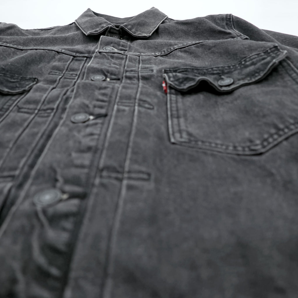 Levi's 2ndタイプ トラッカージャケット デニムジャケット Gジャン M ブラック タック プリーツ RELAXED TYPE 2 A7632-0002