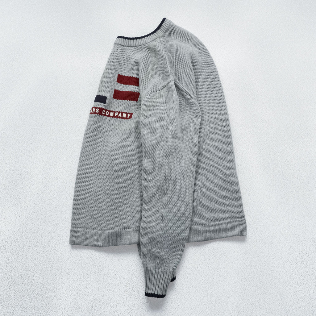 Polo Ralph Lauren 90年代 星条旗 コットンニット クルーネック セーター L グレー RL POLO JEANS