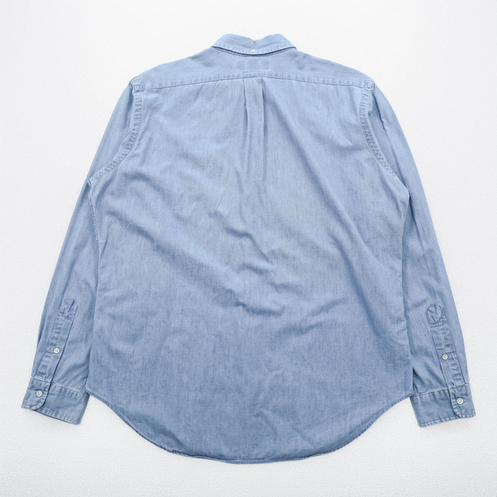 Ralph Lauren 90s Chambray Button-Down Shirt, Size L, Blue, Small Pony Embroidery