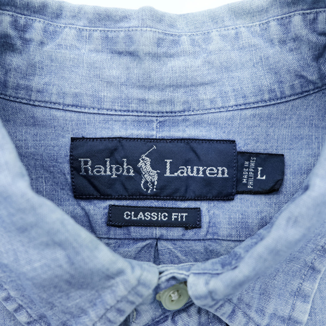 Ralph Lauren 90s Chambray Button-Down Shirt, Size L, Blue, Small Pony Embroidery