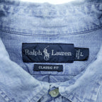 Ralph Lauren 90s Chambray Button-Down Shirt, Size L, Blue, Small Pony Embroidery