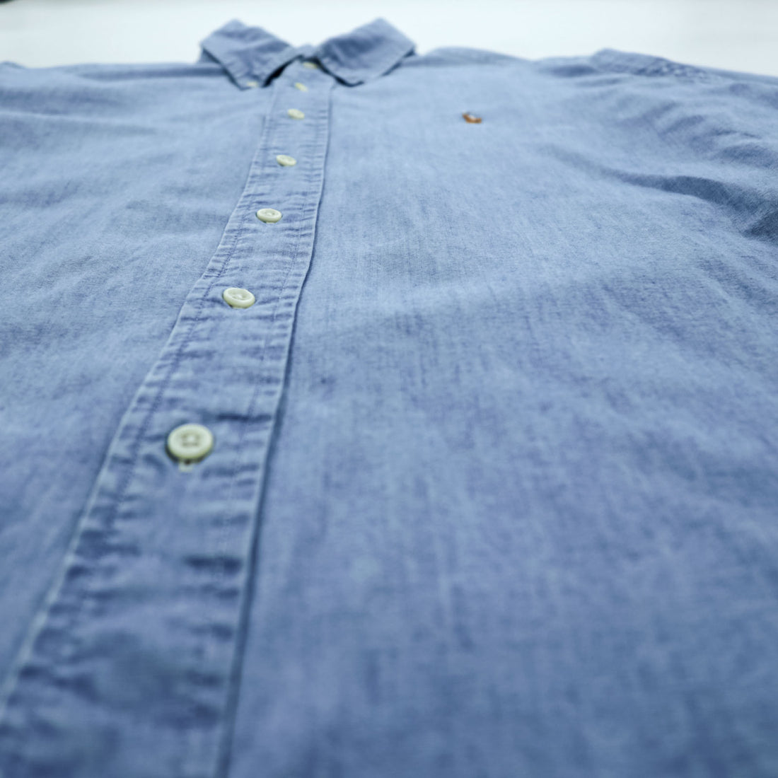 Ralph Lauren 90s Chambray Button-Down Shirt, Size L, Blue, Small Pony Embroidery