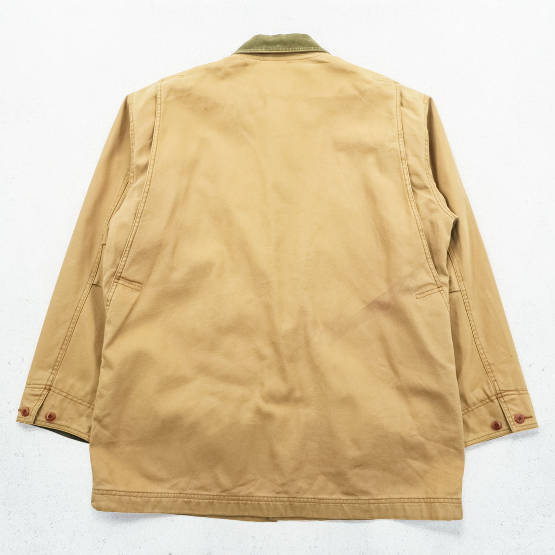 L.L.Bean 90年代 ダック フィールドコート ハンティングジャケット L ベージュ 襟コーデュロイ 裏地チェック JV69