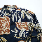 Vintage 90s patterned shirt, size XL and up, navy, brown, GOOUCH