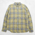 BURBERRY LONDON ノバチェック リネン ボタンダウンシャツ XL イエロー グレー 麻100% ビッグサイズ