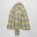 BURBERRY LONDON ノバチェック リネン ボタンダウンシャツ XL イエロー グレー 麻100% ビッグサイズ