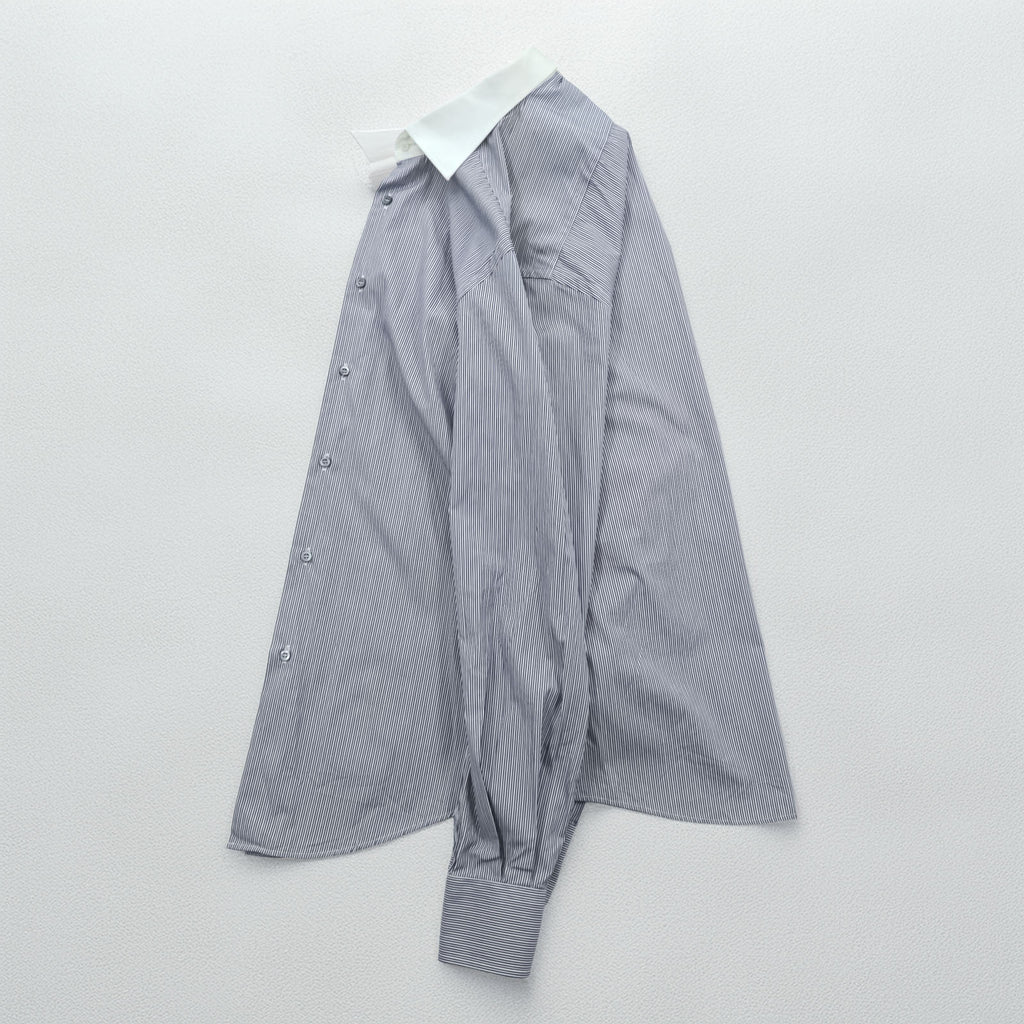 GUCCI Italian Made Cleric Shirt, Size M, Striped, Blue, G9U9BR